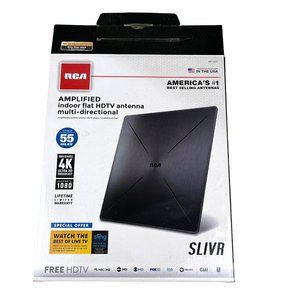 RCA Amplified Indoor Flat HDTV Antenna 55 Mile Range Multi Directional